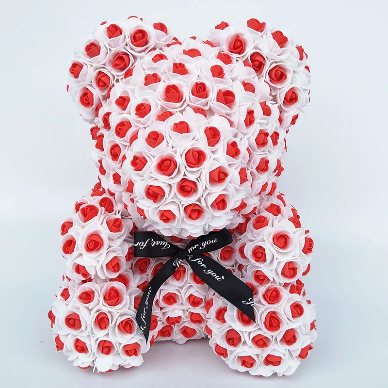 Плюшевый мишка 35 см Искусственный пенопластовый медведь Роза Свадьба юбилей день Святого Валентина подарок на день рождения свадебный подарок цветок - Цвет: red