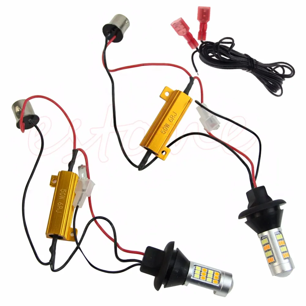 

Newest 1Pair BAU15S 2835 42LED Dual-Color Switchback LED DRL Light Kit