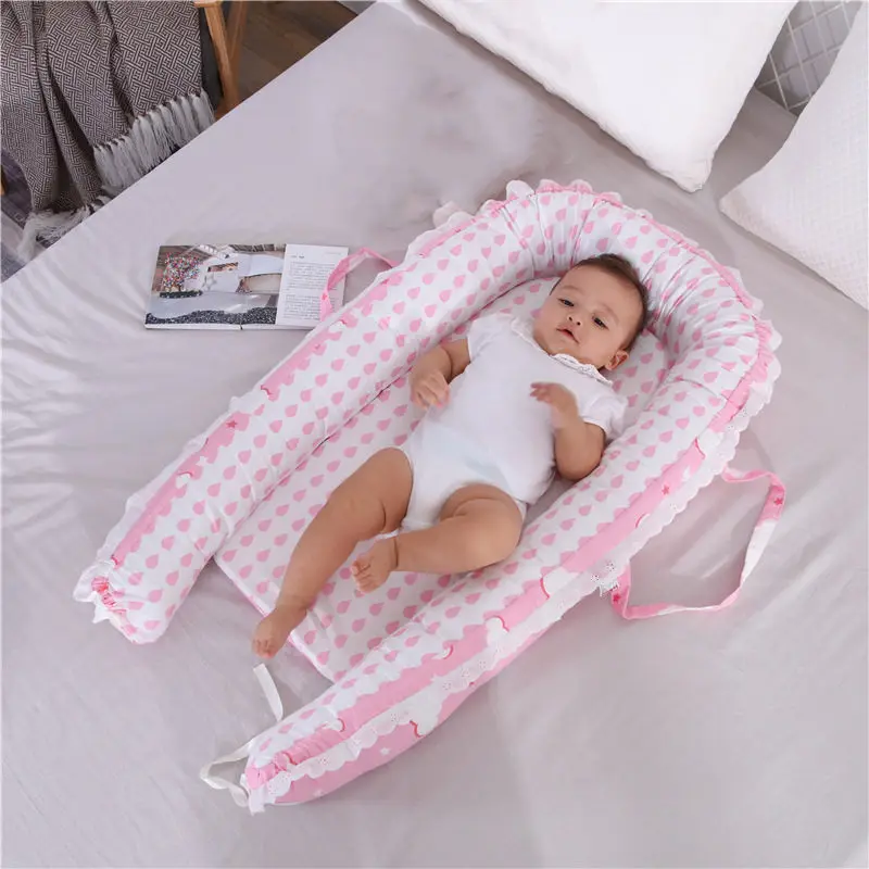 Переносная детская кроватка для путешествий, Детская Хлопковая люлька для малышей, дышащая люлька для новорожденных, бампер 85*50 см, детское гнездо для сна