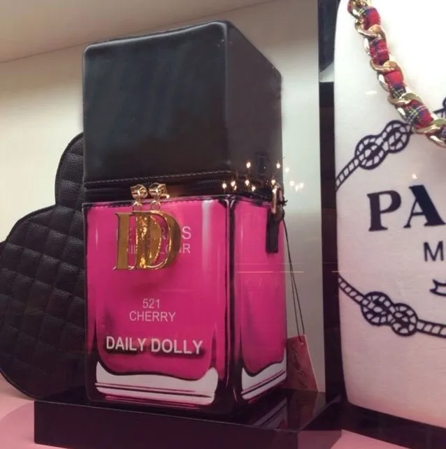 New Coming!!! Women Handbag Special Nail Polish Shape PU material bags