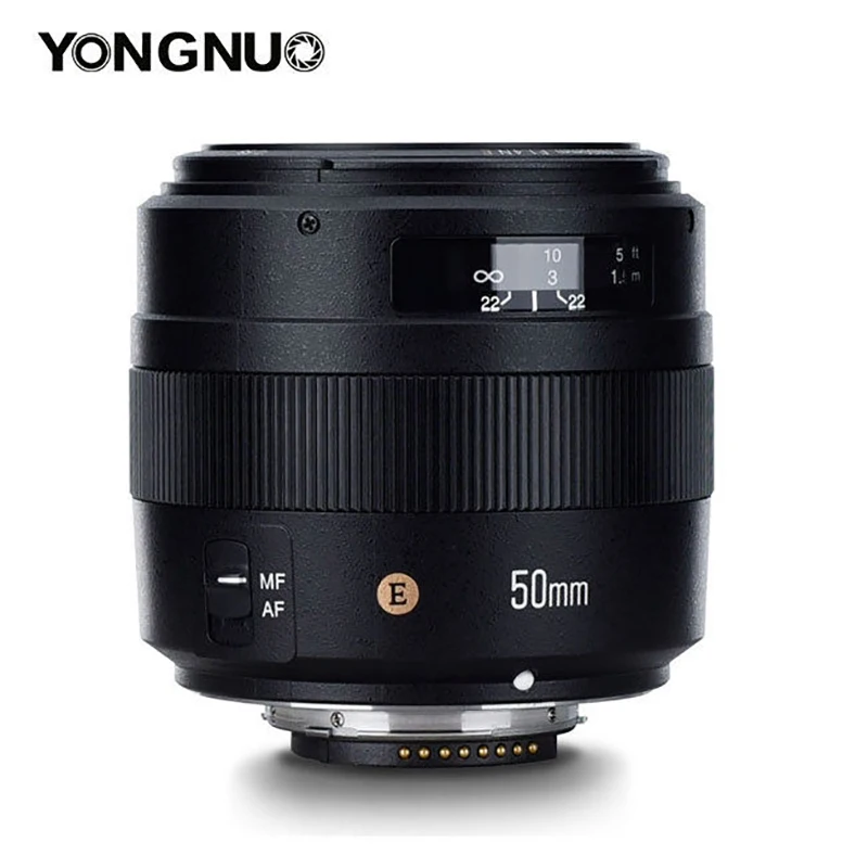 Светодиодная лампа для видеосъемки YONGNUO YN50MM F1.4N E Стандартный объектив с фиксированным фокусным расстоянием AF/MF объектив для Nikon D7500 D720 D7100 D7000 D5600 D5500 D5300 D5200 D5100 D5000 D3400 и т. д