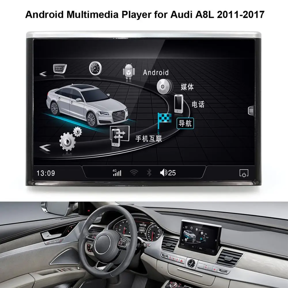 

8 inch IPS Touch Screen Android Multimedia Player for Audi A8 A8L 2011-2017 (8" original fold-up style) with GPS Navigation