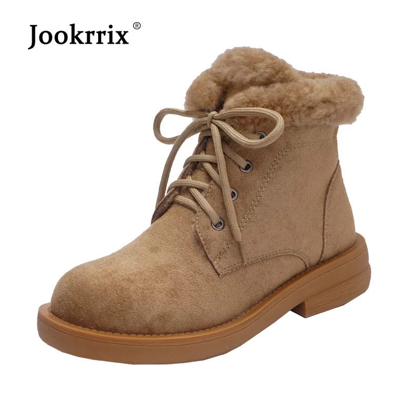 

Jookrrix 2018 Casual Shoes Women Fashion Brand Snow Boots Lady chaussure Winter New Female Ankle Boots Lady chaussure with Fur