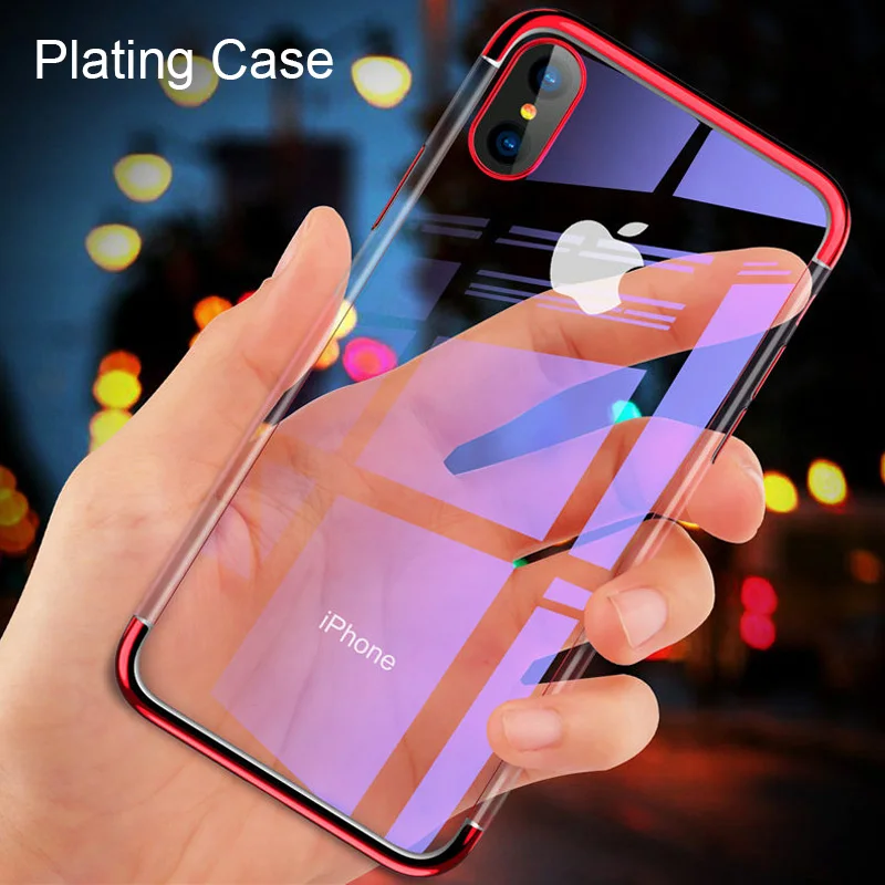 

3in1 Plating Case For iPhone X XR XS Max Soft TPU Full Cover Smartphone Protective Case For iPone 8 7 6 Plus 6S 5S SE 5