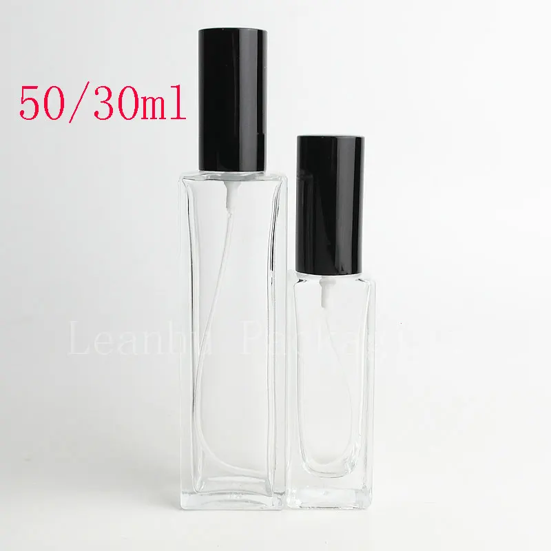 

10ml 30ml 50ml Square Perfumes Mist Sprayer Glass Container Clear Perfume Makeup Setting Spray Pump Glass Atomizer Bottles