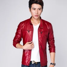 2017 Autumn Men’s Casual Jacket Jacket Men, High-end Quality Brand Men’s Leather Jacket , Men’s Slim Jacket S-3XL Red Black Blue