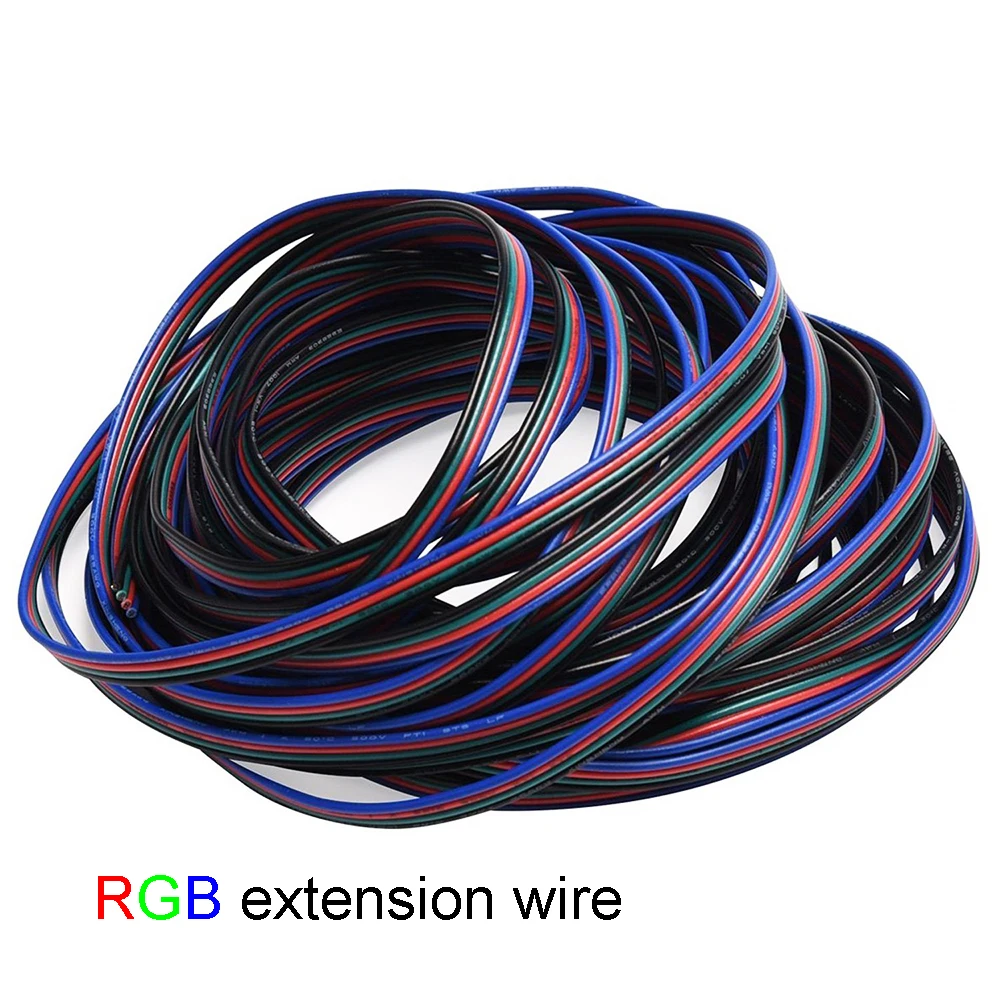 

RGB Extension Wire 4Pin 1M 5M 10M Electric Cable Red/Black Led Connector for RGB LED Stirp Light