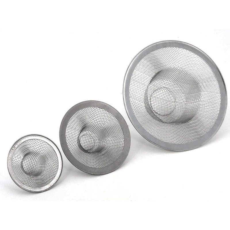6pcs Kitchen Bathroom Sink Mesh Strainer Stainless Steel, Large Medium and Small(Pack of 6) Easy to install and made to be