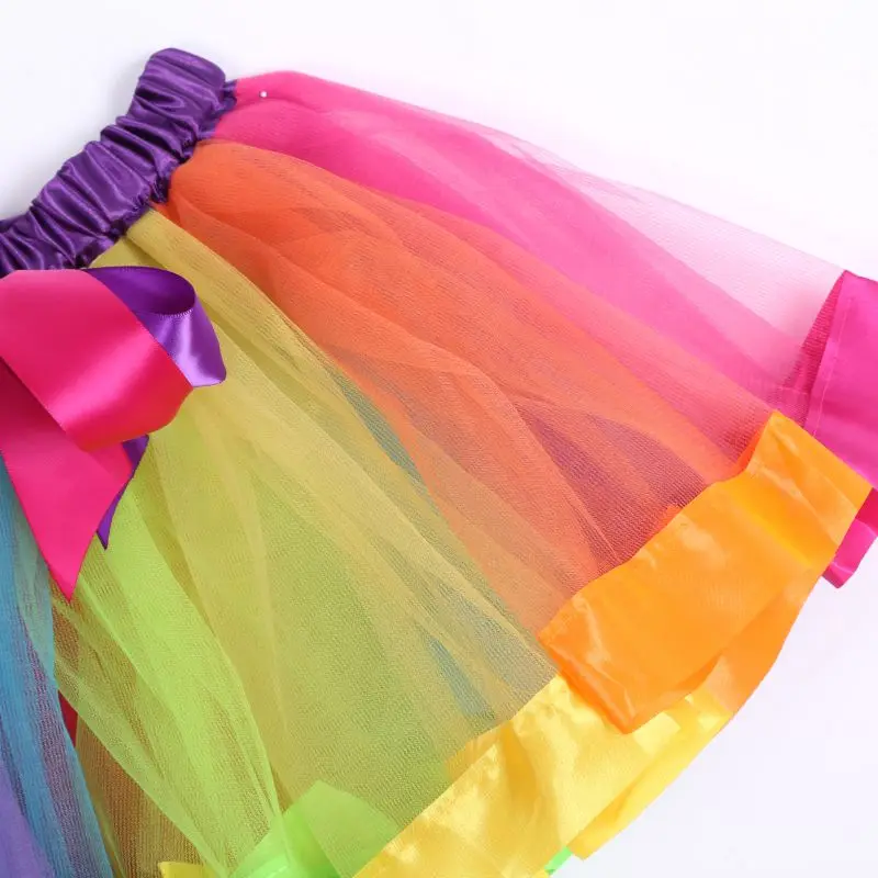 Kids Girl Rainbow Tutu Ballet Dance Skirts Party Tulle Skirt Costumein