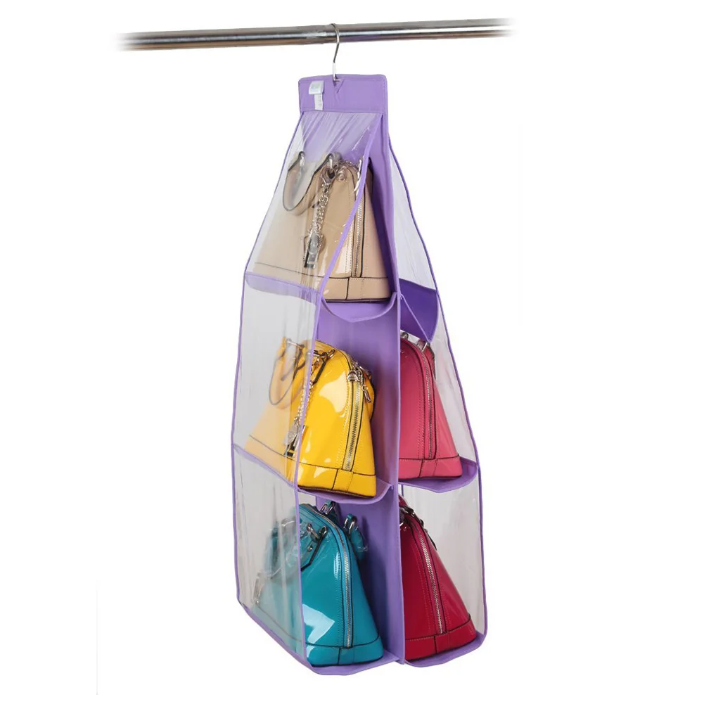 6 Hanging Organizer Storage Box Sorter (Purple) For Handbagin Storage