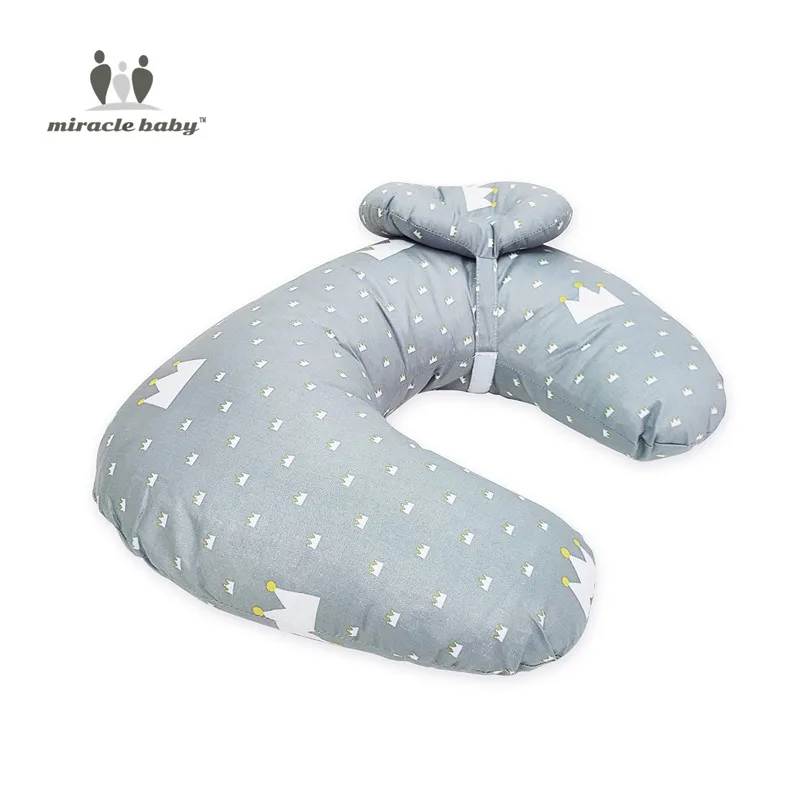 2 шт./компл. Детские подушки для кормления для беременных грудного вскармливания подушка, подушка для младенцев для обниматься u-образный для новорожденных из хлопка для беременных подушка для опоры поясницы - Цвет: Grey crown