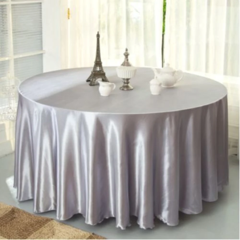  10pcs/Pack Silver Color 120 Inch Round Satin Tablecloths Table Cover for Wedding Party Restaurant B