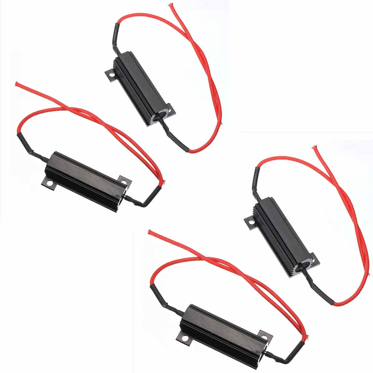 4 Pcs 50W 6 Ohm Black Motorcycle Load Resistor LED Flash Rate Turn