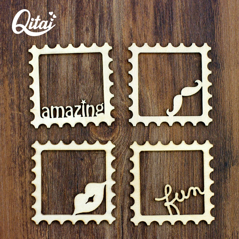 6pcs//set Craft Wooden Card Scrapbooking Photo Frame Ornament Embellishment