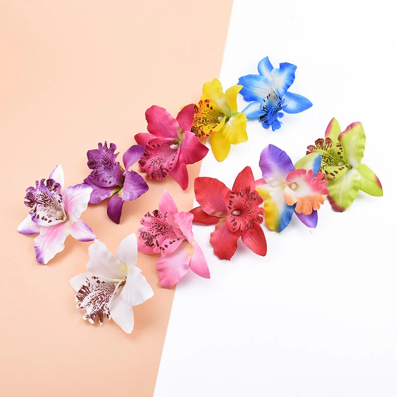 10 sztuk sztuczne kwiaty tanie jedwabny motyl orchidea akcesoria do dekoracji domu broszka Diy