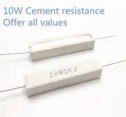20 штук 10 Вт 3 К 4,3 К 4,7 К 5,1 К 5,6 К 6,2 К Ом 3KR 4.3KR 4.7KR 5.1KR 5.6KR 6.2KR Керамика цемента Мощность сопротивление резистора 10 Вт 5%