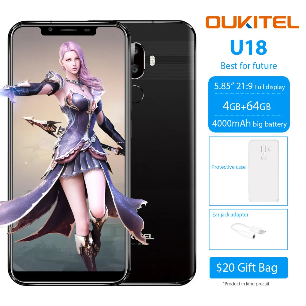 Oukitel U18 4G мобильный телефон 4 GB 64 Android 7 0 MTK6750T Octa Core 5 85 '✡:9 Notch топ полный Дисплей