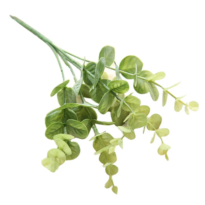 Нулевой Искусственный Поддельный лист эвкалипта оставить имитация листьев Свадебная вечеринка домашний декор 170426 - Цвет: Зеленый
