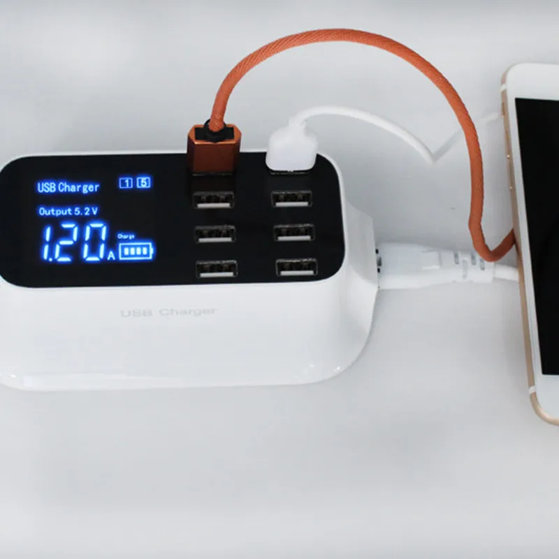 5V 2.4A With LCD Digital Display 8 Port USB Charger Fast Quick Charge Smart Charging Station Adapter For Smart Phone Tablet PC