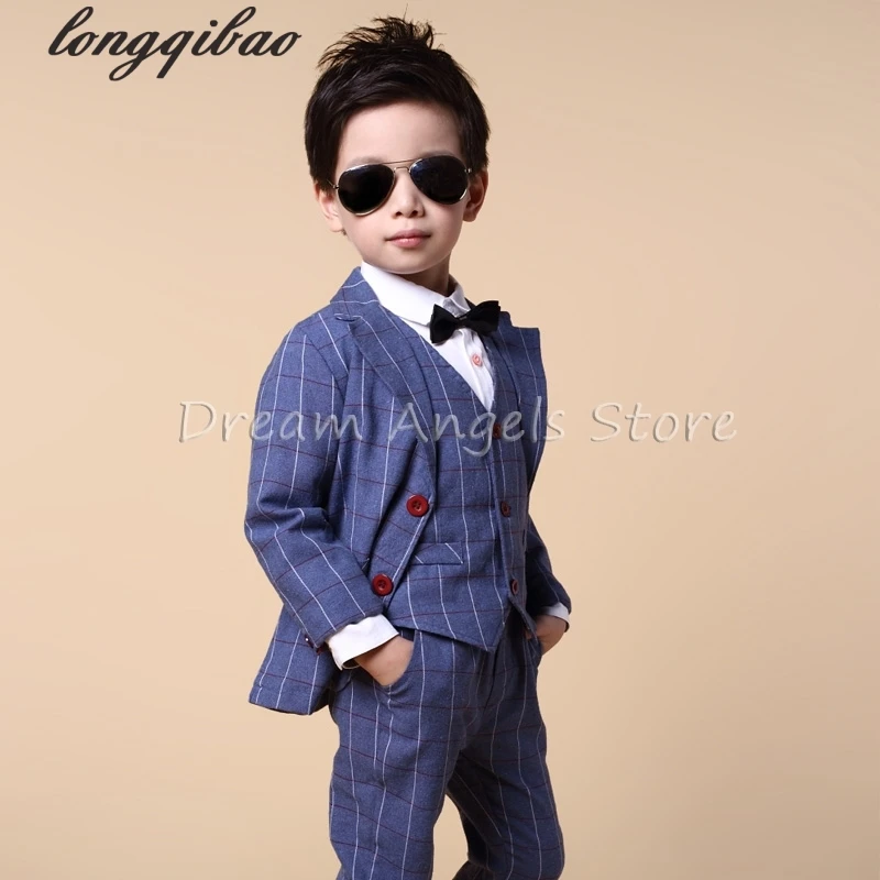

Blazers for boys Spring Kids Clothes Suit formal Plaid Coat +Vest+Pants 3pcs Set Boys Wedding Suit 3-10Y boys suits for wedding