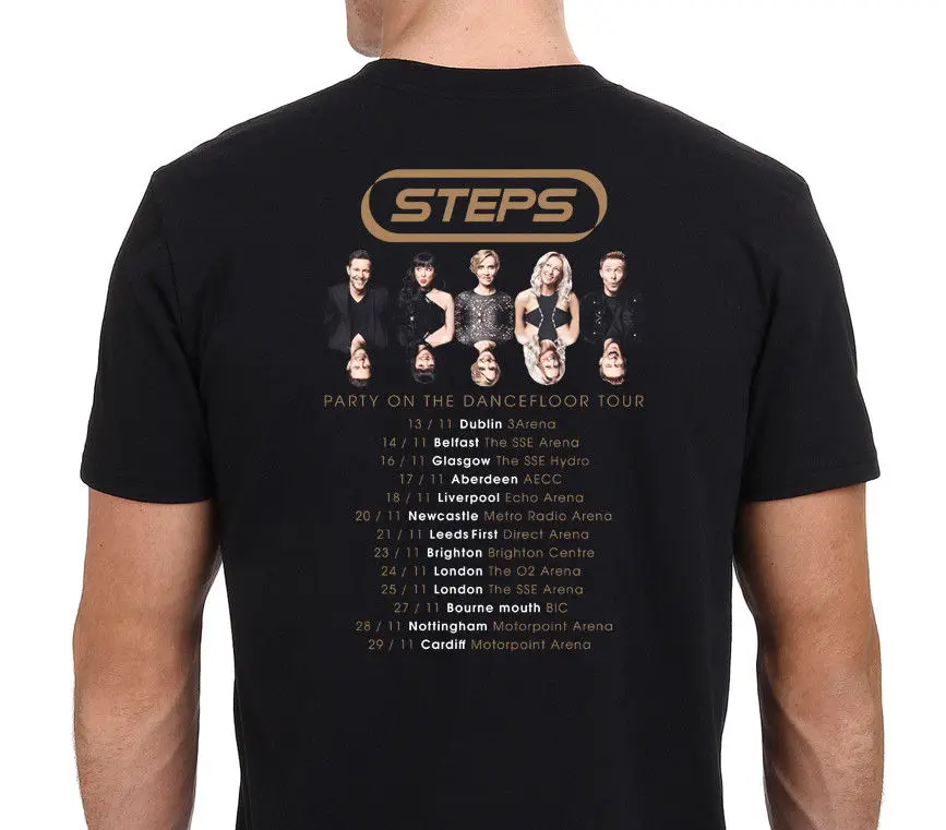 Шаги вечерние на танцпол Tour 2017 Для мужчин черный футболка Размеры: S M L XL