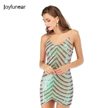 Joyfunear зеленое платье с блестками На Бретельках короткое открытой