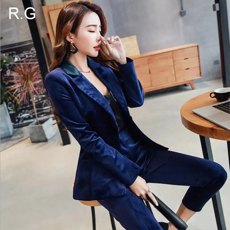 blue velvet pantsuit