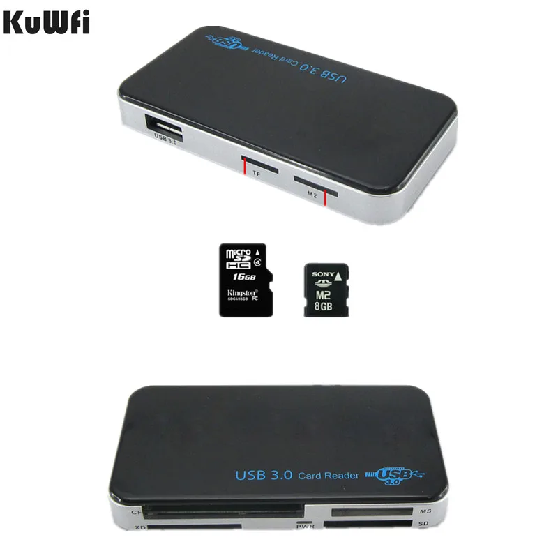 KuWFi высокое Скорость USB3.0 Многофункциональный Card Reader Поддержка Micro SD TF MS CF XD MMC Поддержка для Win XP /Vista/7 Mac OS 9,1