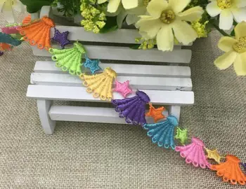 

16 Yard Embroidered Multicolor Shell&Star Lace Cotton Fabric Trim For Sewing Apparel DIY Bridal wedding Doll Cap