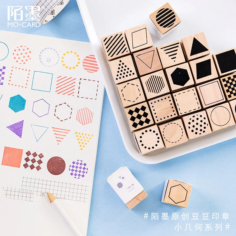 

XINAHER vintage Small Geometry wood stamp DIY craft wooden rubber stamps for scrapbooking diary scrapbooking standard stamp