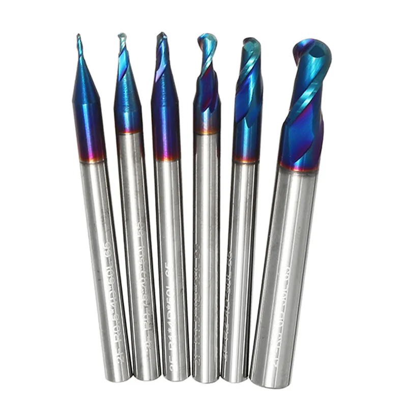 DANIU 1 шт. R0.5 R3mm 2 флейты карбида вольфрама Концевая фреза HRC65 Naco покрытием мяч нос