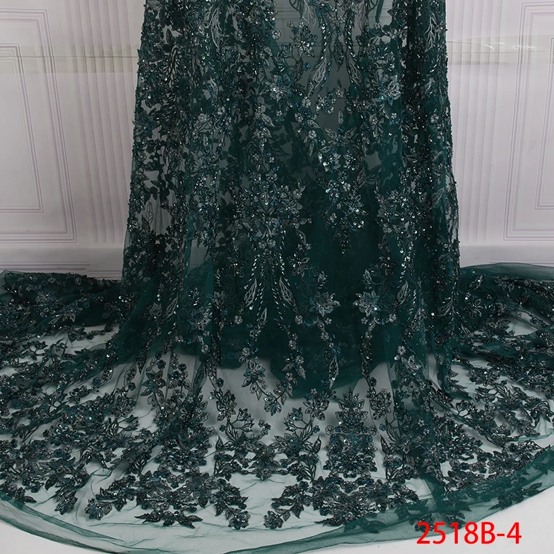 

5yards Green Handmade Lace Fabric 2019 African Handmade Tulle Lace Fabric For Wedding Bridal Evening Party Dress GD2518B-2