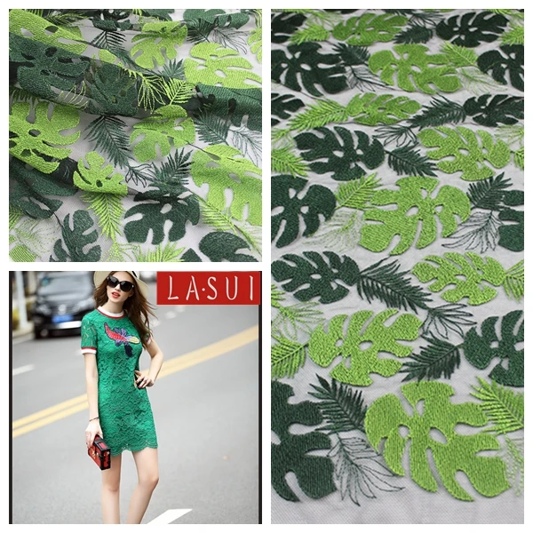 

LASUI 2017New good-looking Two - color embroidery water - soluble lacemesh soft fashion dress DIY hand-tailored fabric X0148