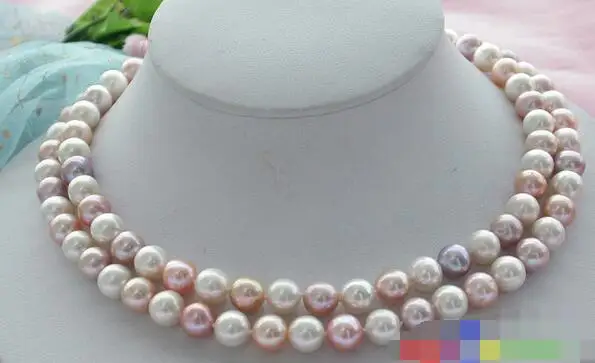 

FREE SHIPPING>@@> 3937 ROUND white lavender pink pearl necklace
