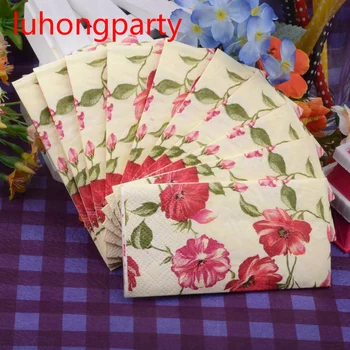 

5packs=50pcs Little fresh flowers Printed small napkin paper toilet tissue event handkerchief wedding birthday party