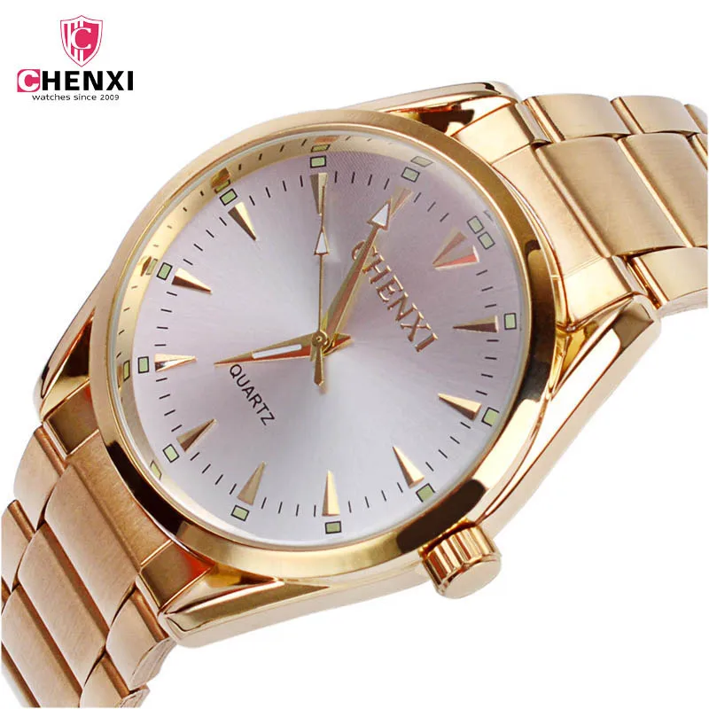 

CHENXI Men's Watch Top Brand Luxury Quartz Mens watches Golden steel band luminous Waterproof Wrist watch men Analog Display 35