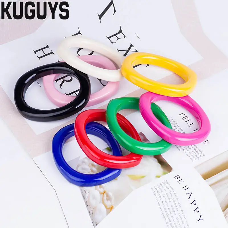

KUGUYS Fashion Jewelry Colorful Resin Bangle for Women Multilayer Round Bracelet Trendy Accessories