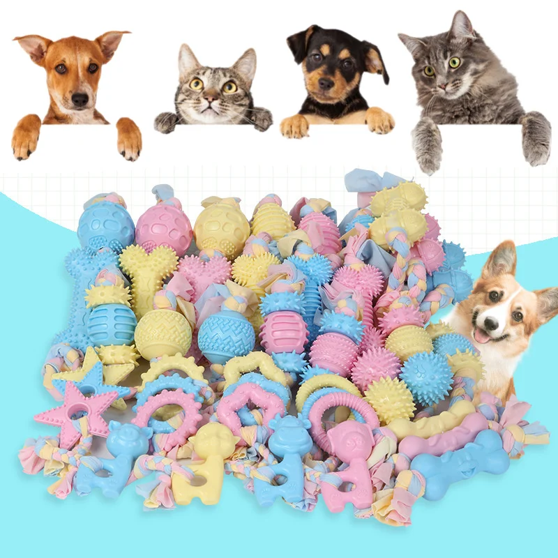 Pet Toys Rope Knot Dog Interactive Toy Chewing Rubber Molar Toothbrush Small Training Products Puppy | Дом и сад