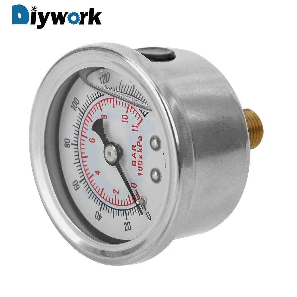 

DIYWORK Liquid Oil Press Gauge Universal Fuel Pressure Gauge Meter Tester Monitoring System 0-160 psi 1/8 NPT for Auto