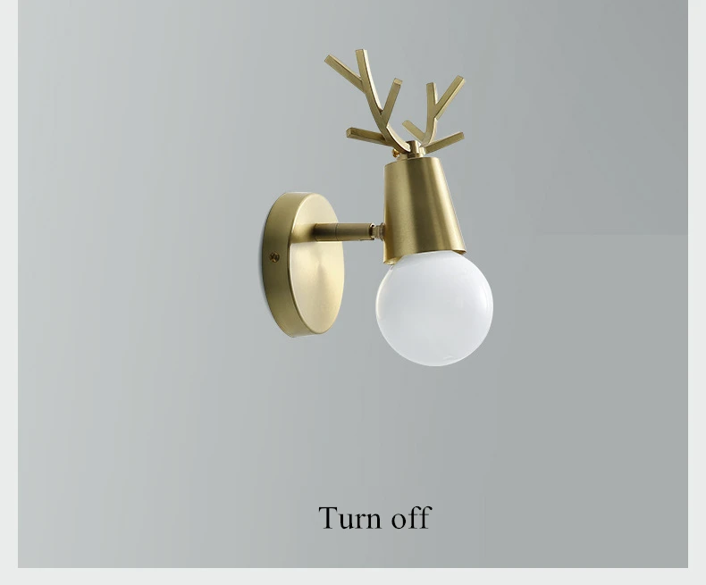 Abajur Nordic Wandlamp рога настенный светильник медь ночник для спальни современный минималистский гостиная исследование светильники