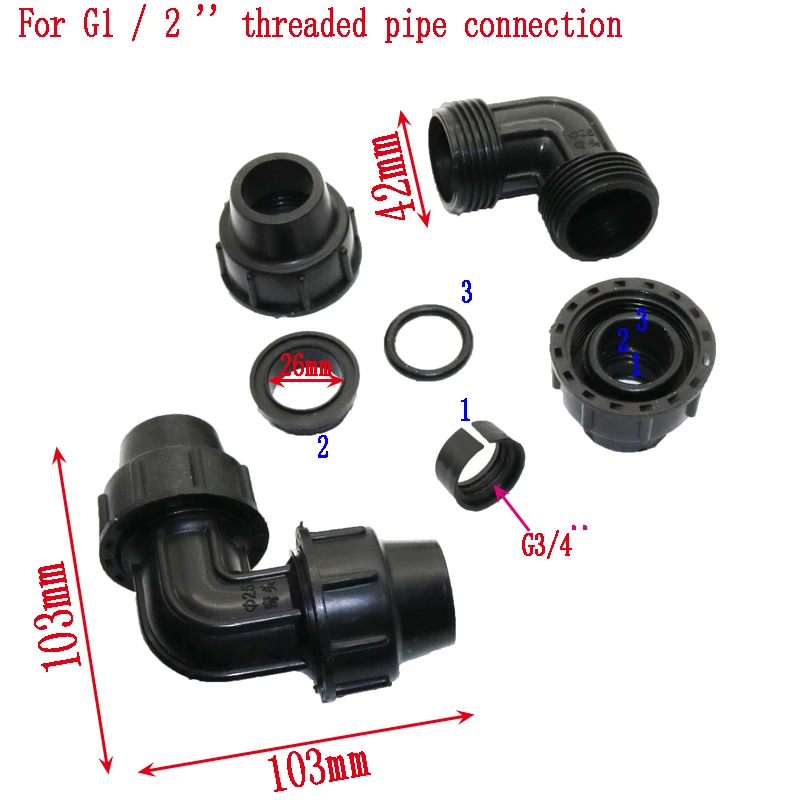 1pcs90 градусов коленчатое соединение G3/4 ''резьбовые фитинги подходят для садовых оросительных систем садовый разъем для полива