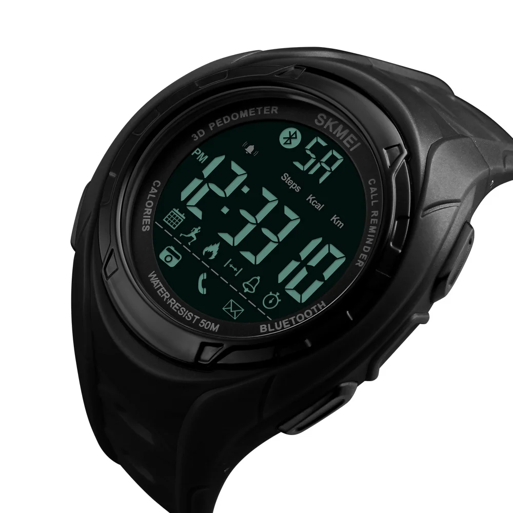 Новые модные умные Мужские часы с шагомером и Bluetooth reloj hombre водонепроницаемые мужские цифровые наручные часы с ЖК-дисплеем электронные часы SKMEI zk30 - Цвет: black