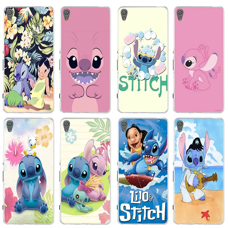 

For Sony Xperia Z Z1 Z2 Z3 Z4 Z5 Compact Z5 Premium M2 M4 M5 E3 E5 T3 XA Clear Soft TPU Cell Phone Cases Lilo Stitch Pink Poster