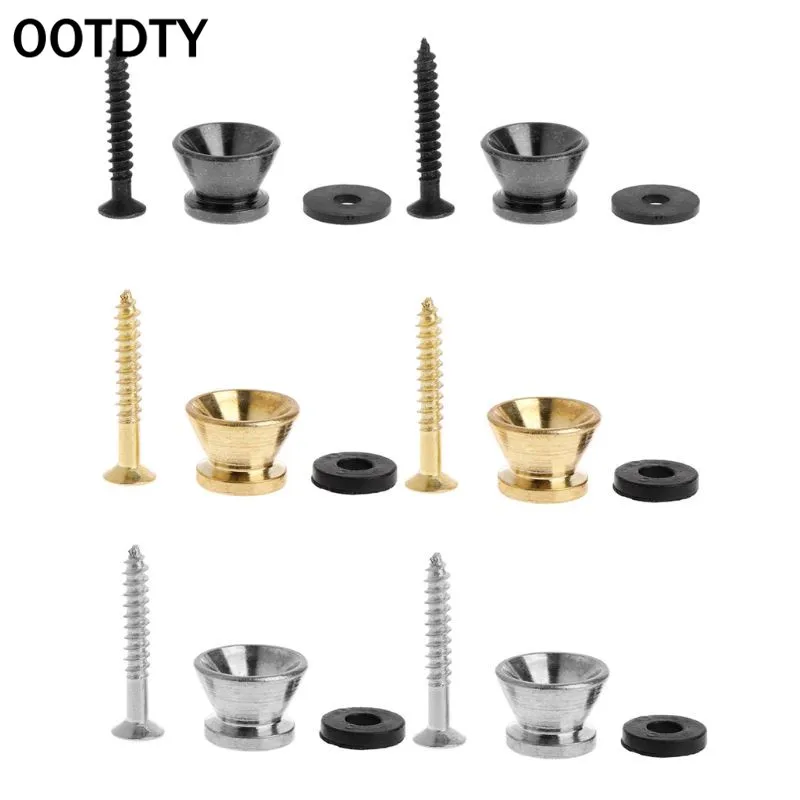 

OOTDTY 2Pcs Electric Acoustic Guitar Bass Strap Screw Lock Button Black