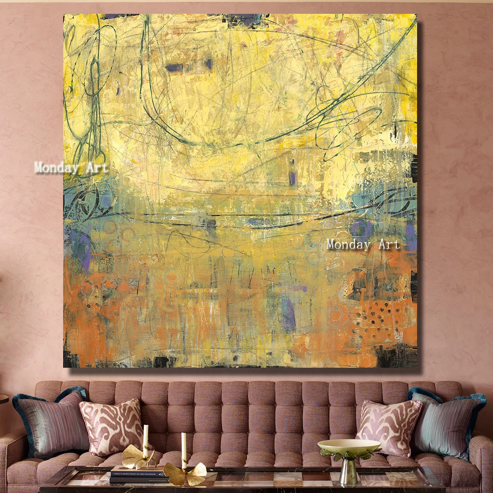 422 Yellow-abstraction-Hot-Sale-Fallout-Wall-Art-Paintings-Painting-Painted-On-Canvas-Home-Decoration-Living-Room