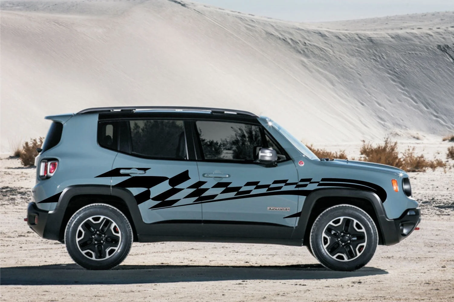 Для 2x Renegade клетчатая гонка графическая виниловая наклейка боковая