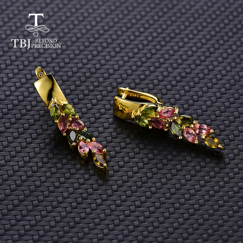 Женские серьги с бразильскими турмалинами TBJ Подарочные ювелирные украшения