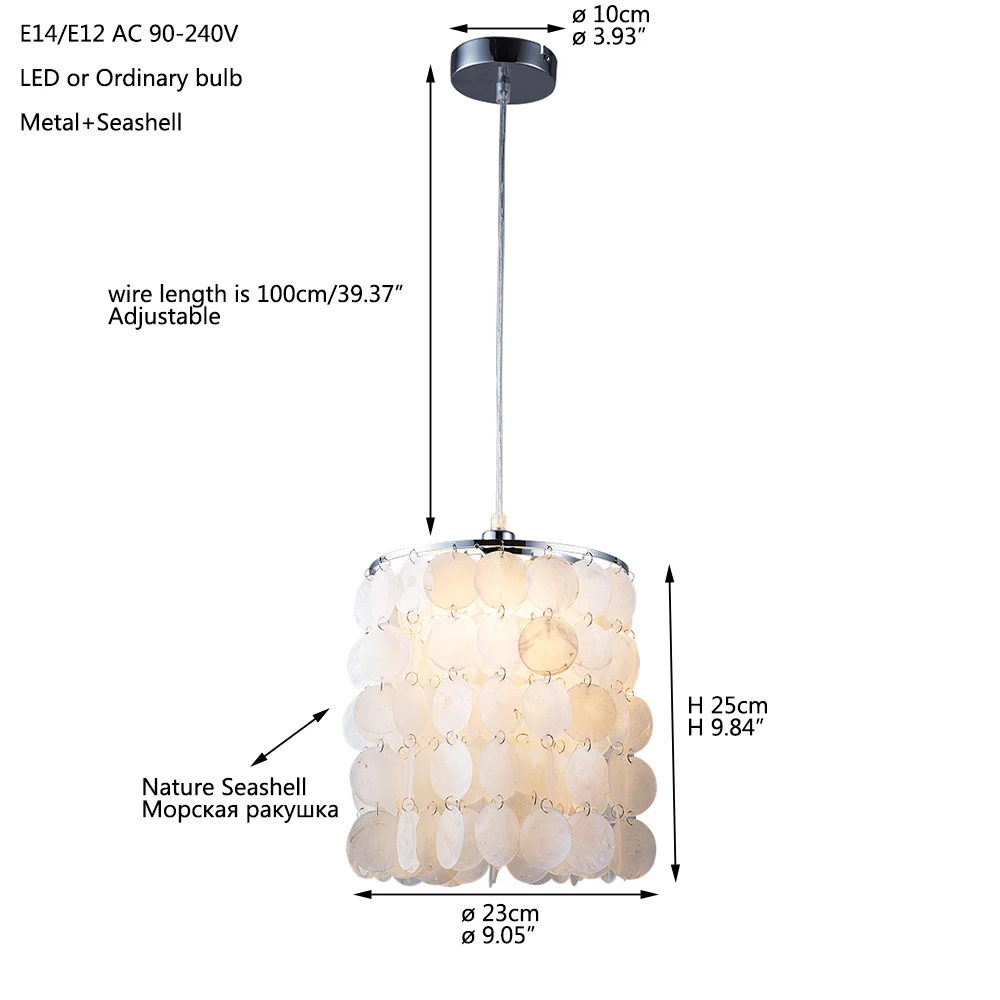  DIY modern white natural seashell pendant lamps E14 LED shell lighting for dining room living room  - 32798342275