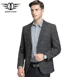 Plyesxale Для мужчин s Блейзер 2018 Slim Fit Blazer Для мужчин высокое качество Для мужчин s Однобортный Повседневное пиджаки Jaqueta Masculina Q511