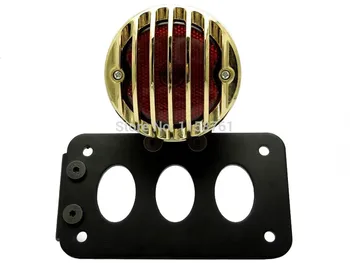 

Round Side Mount Tail Light License Plate Bracket Chopper Bobber Case for Harley Custom